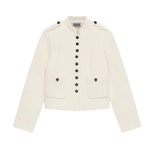 Mint Velvet Cream Wool Blend Military Jacket